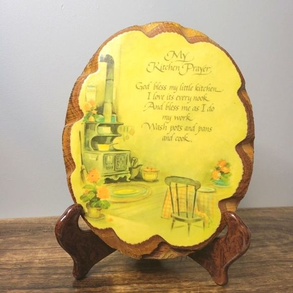 My Kitchen Prayer Plaque Wooden Oval Glazed Finish Vintage - Picture 1 of 6